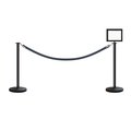 Montour Line Stanchion Post and Rope Kit Black, 2FlatTop 1Gray Rope 8.5x11V Sign C-Kit-1-BK-FL-1-Tapped-1-8511-V-1-PVR-GY-PS